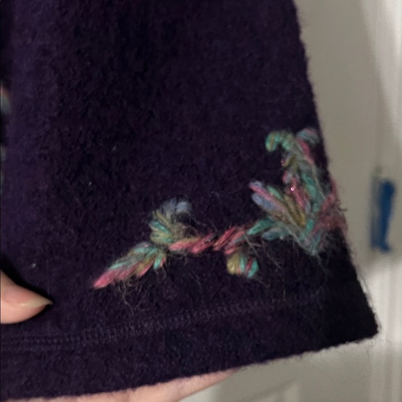 Coldwater creek Vintage 100%Wool Embroidered Dark Purple Cardigan Sweater - Picture 6 of 8